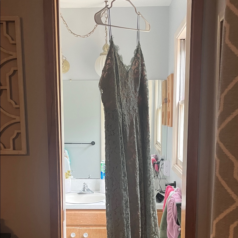 H&M Lace Maxi Dress in Sage Green